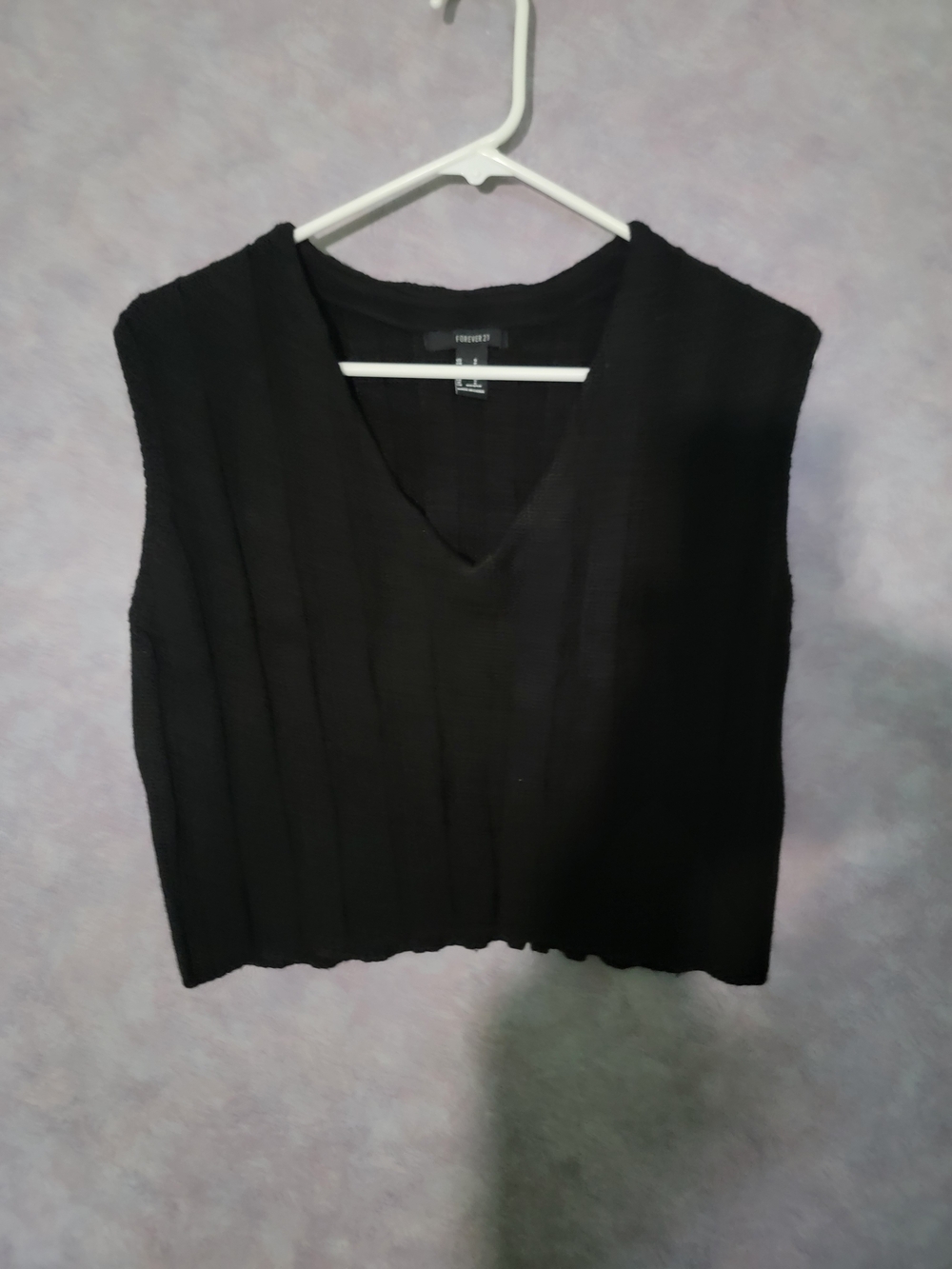 Forever 21 Black Ribbed V-Neck Tank Top